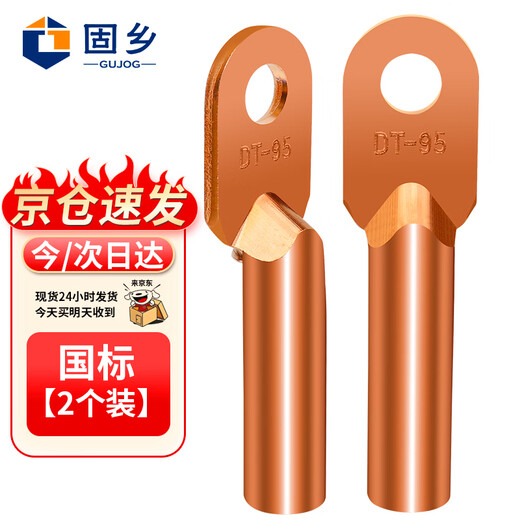 Guxiang DT copper nose wire nose cold-pressed terminal block copper wire ear copper wiring cable lug terminal nose national standard A grade 95 square single hole 2 pack
