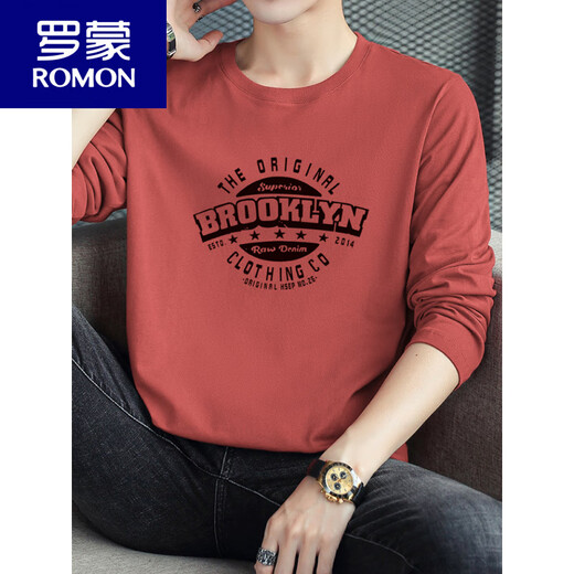 Camiseta de algodón de algodón puro de Romon para la camisa base alemana de terciopelo de doble lado de manga larga de manga larga de mangas largas