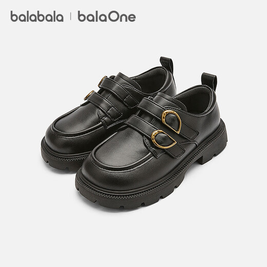 Balabala children's shoes girls princess shoes black matte small leather shoes 2026 new spring and autumn baby shoes new year fashionable and versatile