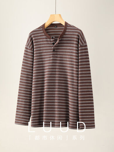 Xiaohongshu's popular simple and cool yarn-dyed craft sweater for men, classic retro pinstripe Henry collar long sleeves, black M M100-115Jin Jin is equal to 0.5 kg