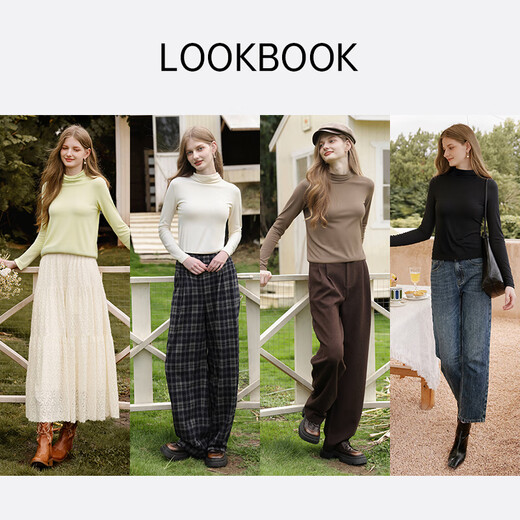 Xiangying inner layering shirt women's long-sleeved 2025 new winter fashion pullover green half turtleneck sweater top off-white S 155/80A/85-95Jin Jin equals 0.5 kg