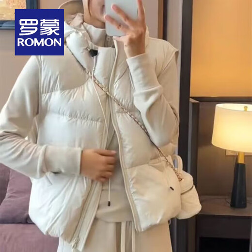 ROMON down cotton vest women's European goods 2025 autumn and winter new Korean version loose waistcoat high-end style vest vest black regular M recommended 85-105Jin Jin equals 0.5 kg