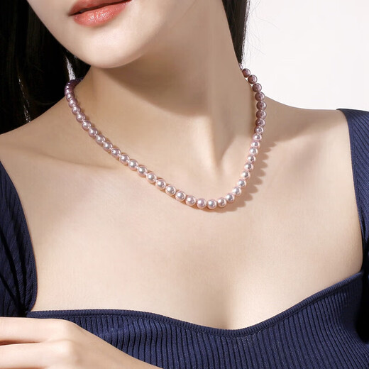 Queen of Pearls Elegant 14K Gold Akoya Saltwater Pearl Necklace Perfect Round Highlight Necklace Full Bead Chain Birthday Gift