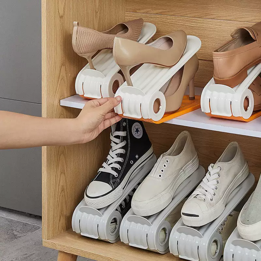 Yusenyi space-saving shoe storage artifact shoe box storage box transparent shoe cabinet partition for shoe box folding shoe rack (cute orange - can hold 16 pairs of shoes) 16 pieces (cute orange - can hold 16 pairs of shoes) 16 pieces 10x26x7cm 10 pieces 10x26x7cm