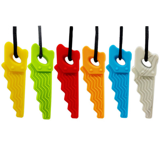 Children's oral anti-loss period soothing gum baby teething stick serrated silicone teether must-have for older children blue 1 pack