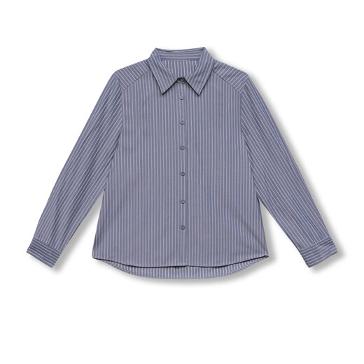 Mayya Plus2025 new casual striped shirt women's autumn high-end layered long-sleeved top blue striped S