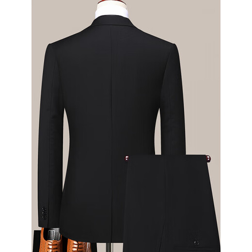 VlCUTU Men's Suit Suit Professional Formal Work Suit Groomsman Groom Wedding Dress Black XS 160/76A