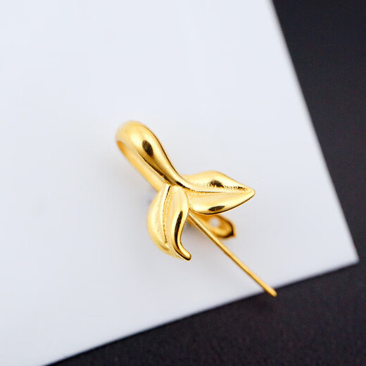 Engraved pure 18k gold buckle jade top bead pendant clip buckle does not fade bean leaves universal au750 bag installation K4-K yellow (regular)