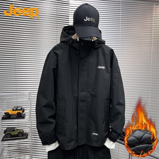 Jeep (JEEP) jacket men's coat autumn and winter casual loose assault work clothes men's black cotton XL