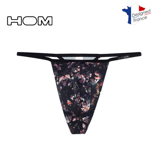 HOM French men's sexy thong revealing buttocks single underwear seamless low-waisted T-pants anti-rolling men's briefs S