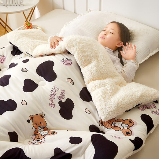 Children's Quilt Autumn and Winter Thick Blanket Baby Kindergarten Nap Quilt Newborn Baby Blanket Cover Animal Paradise Lamb Velvet Blanket Quilt 120cm*150cm Three-layer Quilt