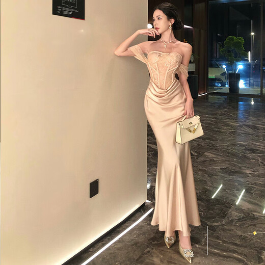 YIOU party host birthday dress design suspender skirt autumn new style tube top long skirt birthday skirt 9662 pink M