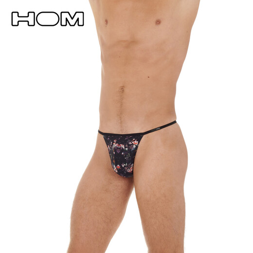 HOM French men's sexy thong revealing buttocks single underwear seamless low-waisted T-pants anti-rolling men's briefs S