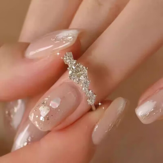 I Do platinum PT950 diamond ring Xingmeng 1 carat diamond proposal wedding engagement ring as a birthday gift for girlfriend and wife Xingmeng-50 points diamond size 18