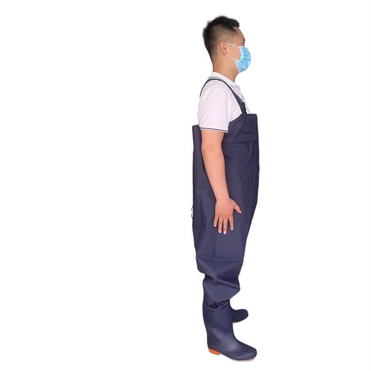 Yongting thickened one-piece Yongting waders half-length fishing pants wading pants waterproof lotus root digging fishing rice transplanting clothes wholesale navy blue 40