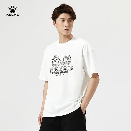 
KELME short-sleeved T-shirt men's summer new pure cotton loose casual short t football trendy cultural shirt 9224TX1057 white M