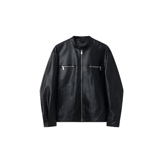 Falling Men's New Leather Jacket Stand Collar Fashionable Loose Design Trendy Casual Spring and Autumn Top Jacket Men Black M