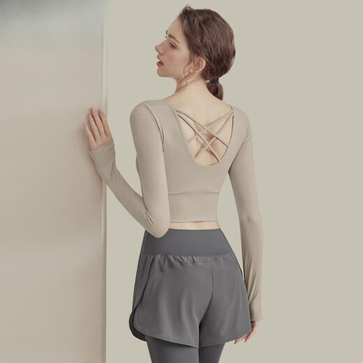 Kashiwa Chao Youyou Yoga Wear Women's Autumn and Winter New Sports Top with Breast Pad Feeling Running Pilates Training Fitness Wear Ginkgo Ultra-Stable Fixed Cup S Recommended Weight 95Jin Jin is equal to less than 0.5kg