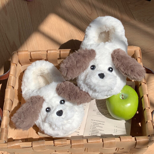 Thin strips (XIXITIAO) cute children's plush cotton slippers winter non-slip warm parent-child shoes ins style all-inclusive model_off-white 24-25 (inner length about 16.5cm)