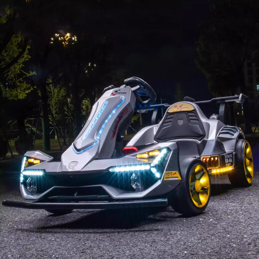 HAOWA silent motor children's electric kart F1 baby drift can sit on adult toy children's four-wheel remote control car painted gray + remote control + 4845 silent motor + early education Bluetooth + front, rear, left and right