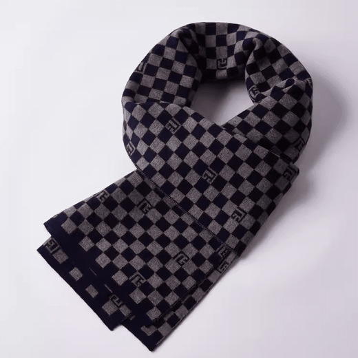 Fat Donglai same style cashmere scarf for men Inner Mongolia mountain winter thickened and warm business men's plaid scarf, wine red fine lines, gift box