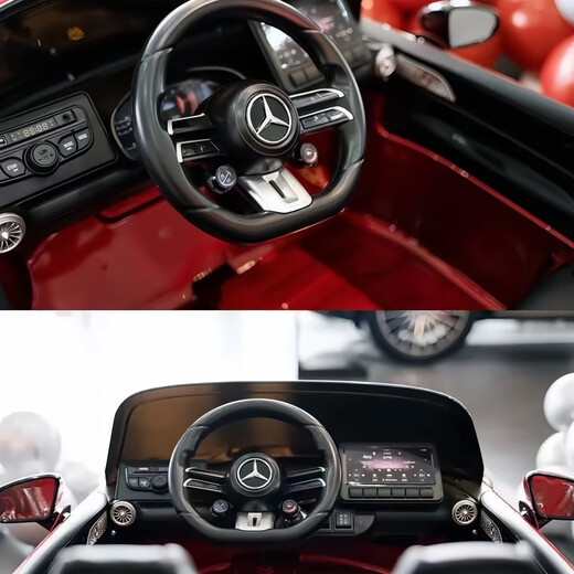 Mercedes-Benz AMG SL63 children's electric car, four-wheeled, remote-controlled car, four-wheel drive, large toy car, children's sports car, painted blue (same car as 4S store), four-wheel drive/leather seat/explosion-proof soft wheels + 3-hour lithium battery