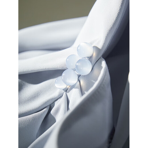 Fansilanenfanslanen französische plissierte v-heck-Shirt Frauen Sommerdesign Nische Chiffon Pendler Top 12187 Bouquet Pulver XS