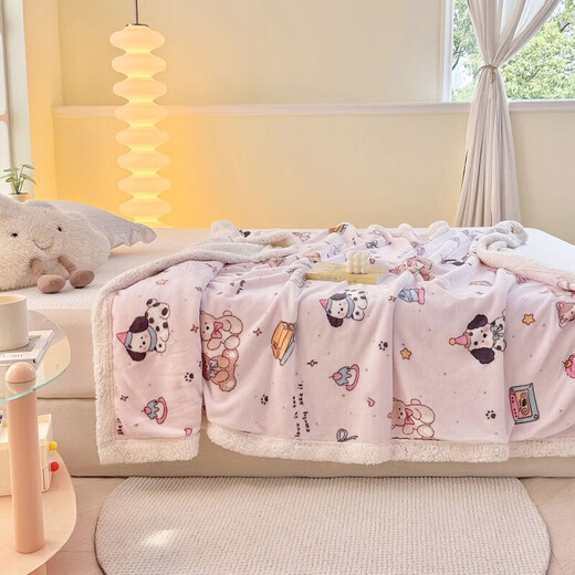 Fantasy A-type three-layer thickened plus fleece milk velvet office nap blanket kindergarten blanket autumn and winter blanket Little Red Riding Hood double-layer thickened high-gram weight milk velvet + lamb's velvet 150*200 single blanket Type A skin-friendly warm can be spread and covered