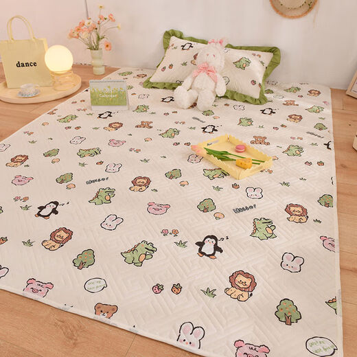 Class A pure cotton crawling mat protective cover anti-slip bed sheet baby crawling mat machine washable floor mat cloth cover 150*200cm corner straps plus anti-slip particles Manny Bear