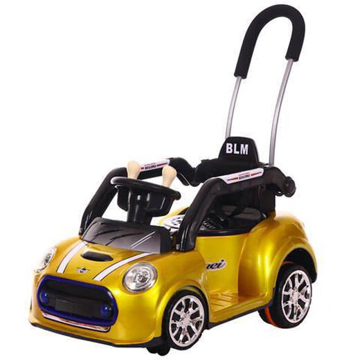 Babyjianle children's electric car four-wheel swing stroller push dual drive remote control baby toy can be red paint + 2.4 remote control + push rod + swing