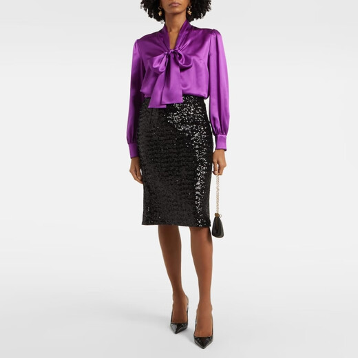 Dolce&Gabbana Women's Silk Shirt P01009535 Purple 3XS CN 145/76