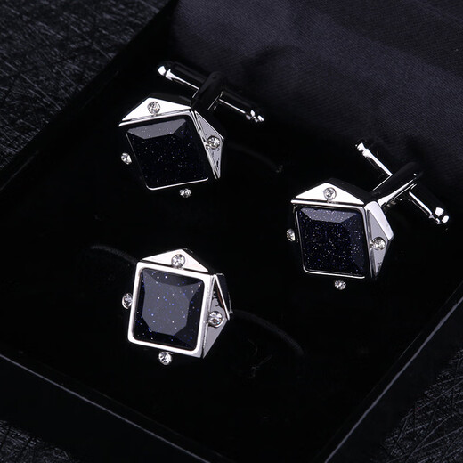 Lieshang Xiangyun cufflinks, cuff pins, cuff brooches, 2-piece set, men's brooch, collar pin, suit collar button corsage, silver Xiangyun cufflinks + brooch (2-piece set)