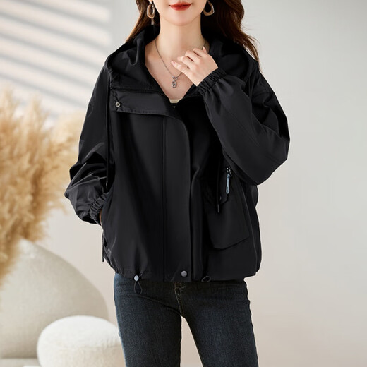 LISM shopping mall same style high-end jacket 2025 autumn fashion casual jacket women's loose versatile hooded baseball purple L recommended 110-120 Jin Jin equals 0.5 kg