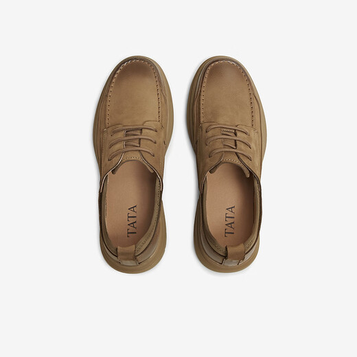 TATA Business Casual Leather Shoes Men's Genuine Leather Work Shoes Comfortable Casual Men's Shoes 2025 Autumn PGS01CM5 Khaki 42