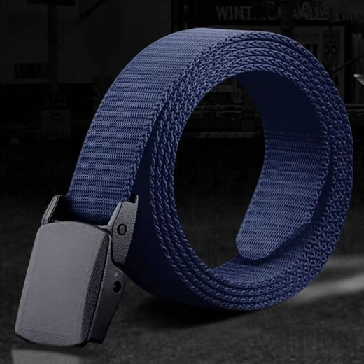 Iron-free nylon belt that passes security inspection, metal-free trouser belt, outdoor smooth plastic buckle canvas belt for denim work, black, one set