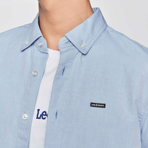 Lee standard version lapel small logo men's long-sleeved shirt blue L