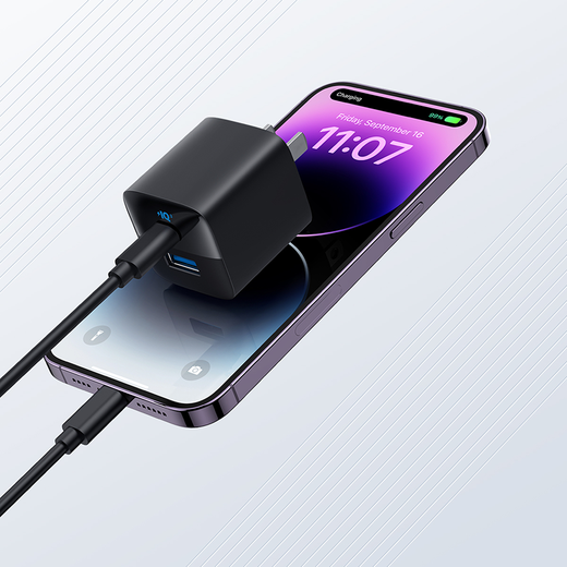 ANKER 33W dual port charger PD fast charging type-c interface compatible with 20w30W for iPhone16promax Apple 15 Huawei Xiaomi USB plug Black