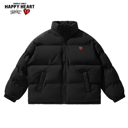 Charles Heart and Wang Churan Same Style Men and Women Couples Same Style Winter Thickened Cotton Clothes Bread Clothes Black M
