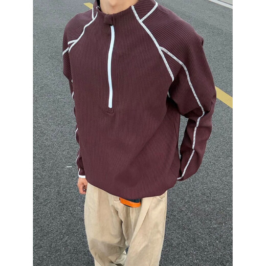 Lingbo (XUANSENTU) Hasselblad half-zip sweatshirt men's autumn design outdoor sports cycling clothing American P Purple Red Upgraded M