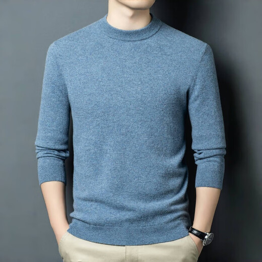 XJSGS luxury high-end brand winter thickened 100 pure woolen sweater men's half turtleneck knitted bottoming sweater dad wear high-end camel ready stock autumn and winter clothing XL