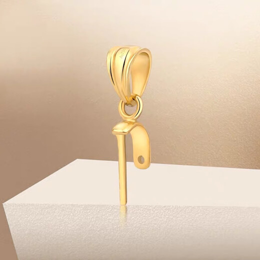 18K gold jade pendant buckle accessories Buddha buckle pendant buckle thickened melon seed buckle gold buckle head oblique hole buckle white gold 18K