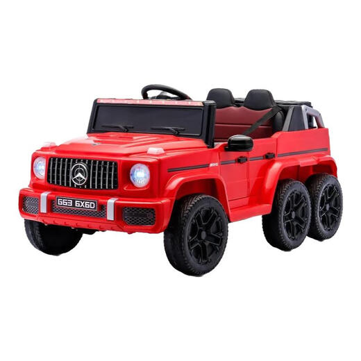 Wanbei children's electric car for boys and girls six-wheel imitation Mercedes-Benz Big G four-wheel car can sit adults and babies six-wheel drive stroller selected red six-wheel drive brand 12V7 Chaowei leather seat gift pack Big Flying Bear parent-child car length 1 meter 25CM remote control self-driving shock absorption