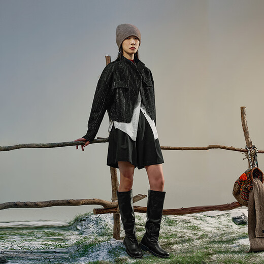 Rishuo Xunyou Wool Wide Leg Shorts 2025 New Autumn and Winter High Waist Loose Casual Versatile Slim Medium Pants Women's Housewood Black S