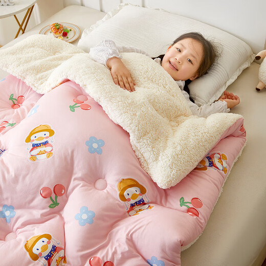 Children's Quilt Autumn and Winter Thick Blanket Baby Kindergarten Nap Quilt Newborn Baby Blanket Cover Animal Paradise Lamb Velvet Blanket Quilt 120cm*150cm Three-layer Quilt