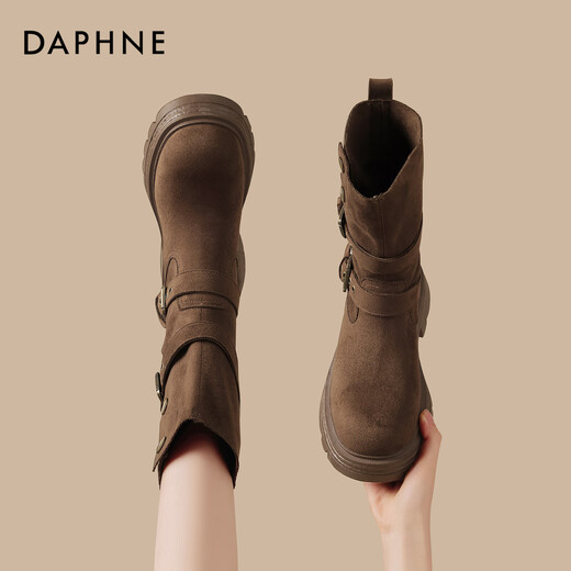 Daphne Kurzstiefel Frauen Retro Britisch -Stil Martin Boots 2025 Herbst Neue dicke Absatzwestliche Denim Stiefel vielseitig braun 38 (240 mm) Standardgröße