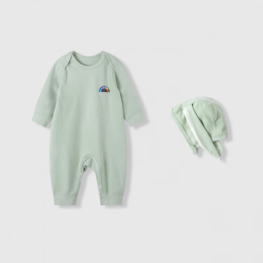Kordear German velvet baby jumpsuit autumn and winter baby warm base layer newborn hat haze blue 80cm height 73-80cm weight 20-25Jin Jin equals 0.5 kg
