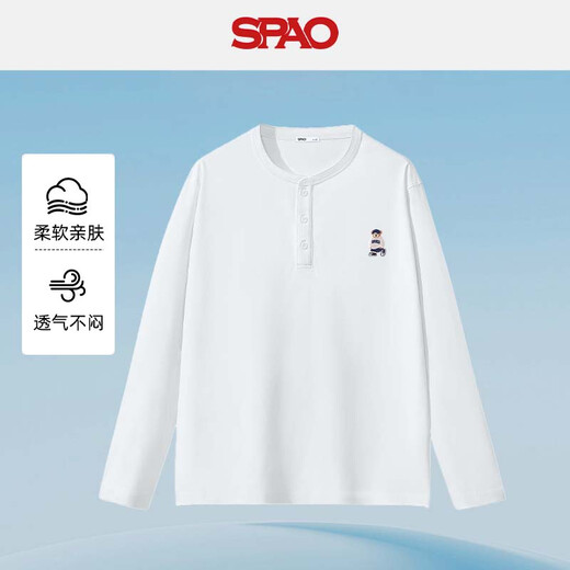 SPAO Henry collar casual long-sleeved T-shirt for men and women 2025 autumn bottoming shirt soft and skin-friendly top SPCX25ST05XY