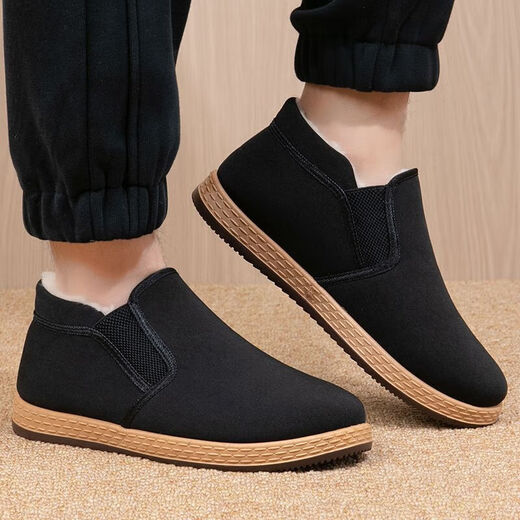 Winter sheep wool high-top old Beijing cloth shoes and cotton shoes plus velvet and thickening to keep warm dad shoes lightweight non-slip black cloth shoes YH-A8 velvet and thickened old Beijing high-top wool and cotton shoes 43 (265mm) standard size