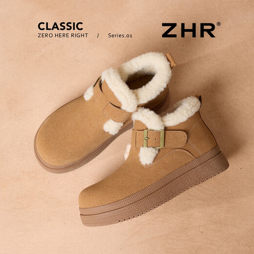 ZHR is the snow boots for women in winter plus velvet thick-soled high-top Birkenstock women's shoes warm and thickened northeastern cotton boots AB178B camel 38