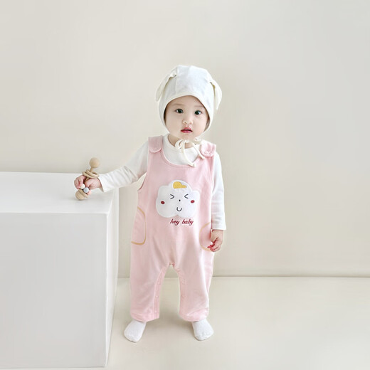 Ying's spring and autumn children's overalls baby fashionable cotton jumpsuits for boys and girls cartoon outing clothes baby rompers trousers light yellow_cartoon overalls 66cm